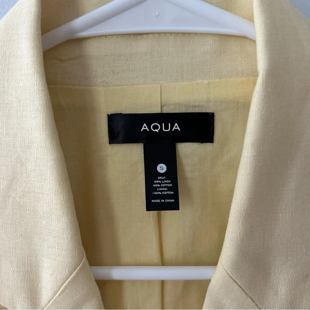 Aqua Butter Yellow Double Breasted Cropped Blazer Jacket Size Small - Picture 7 of 11